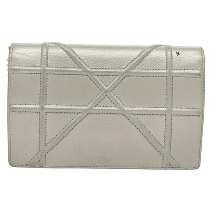 Christian Dior Diorama Wallet on Chain Leather, SILVER, LEATHER, Wallets