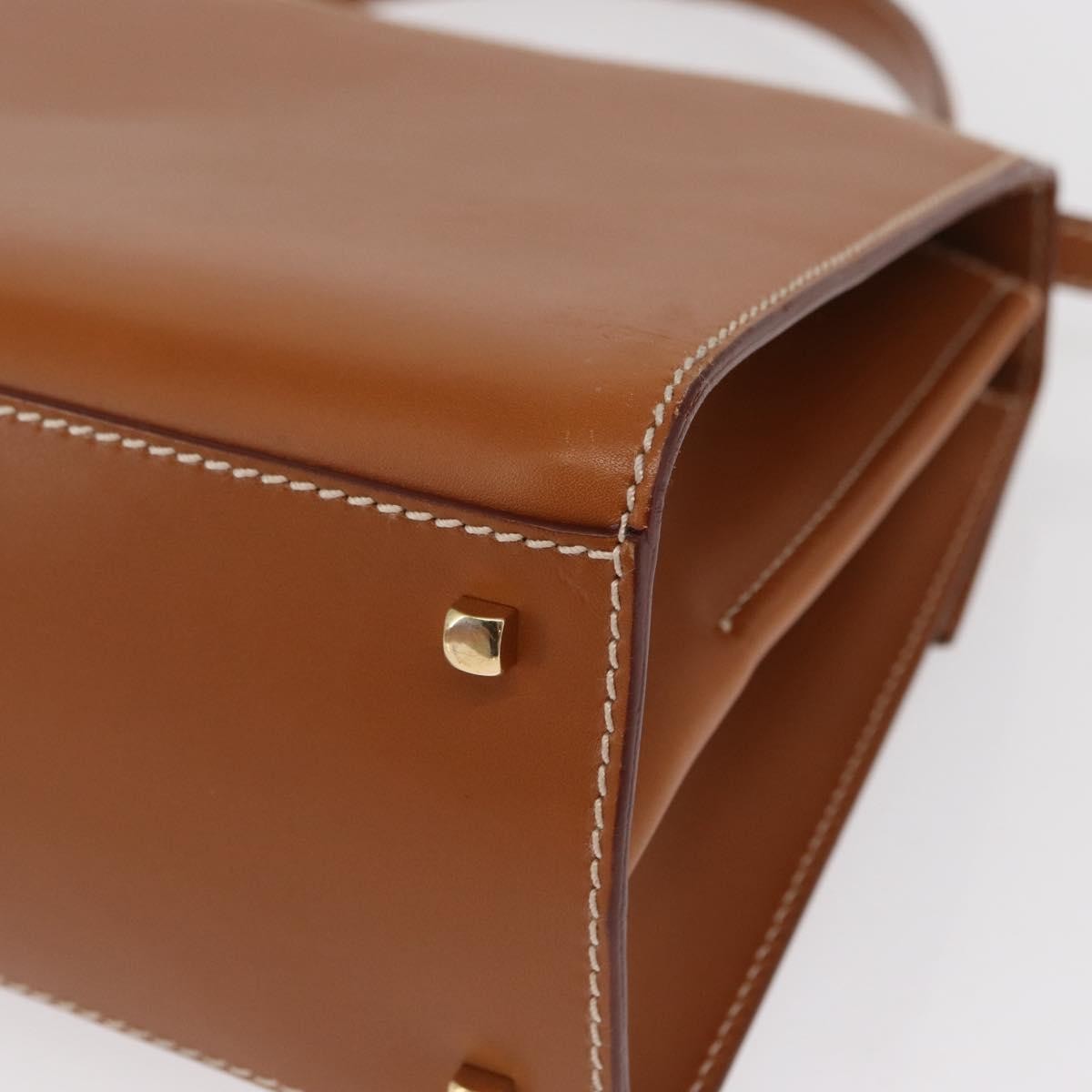Salvatore Ferragamo Gancini handbag Leather, BROWN, LEATHER, Handbag