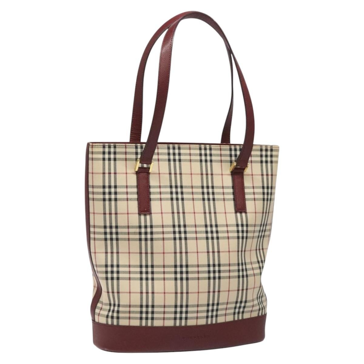 Burberry Nova Check Tote Canvas and Leather, BEIGE, CANVAS, Tote bag