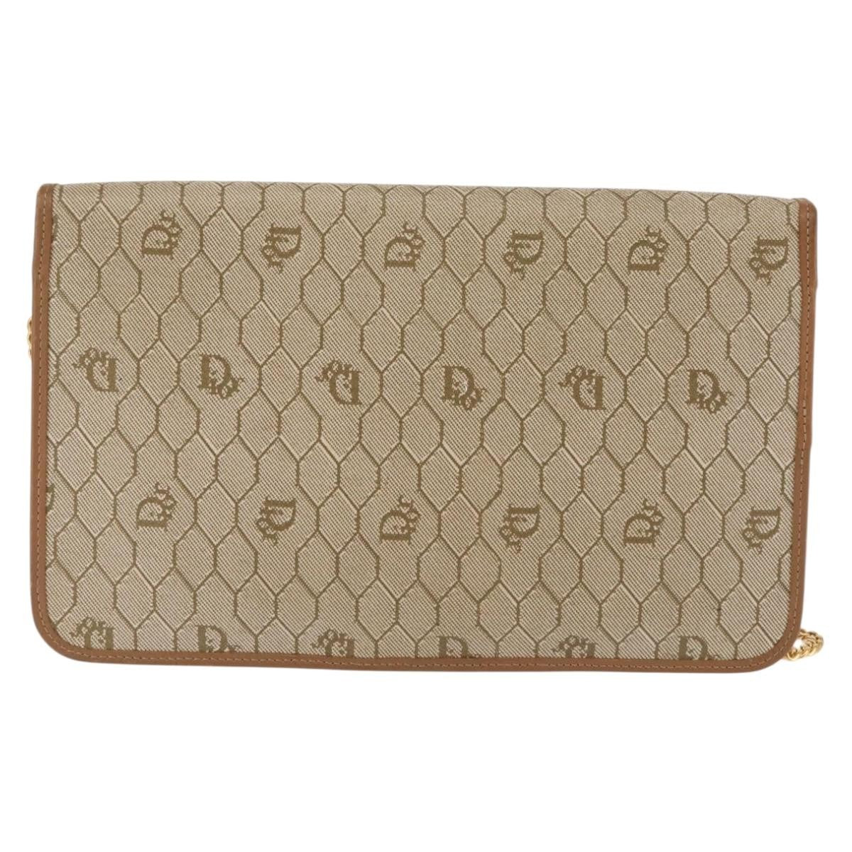Christian Dior Vintage Honeycomb chain Canvas, BEIGE, CANVAS, Shoulder bag