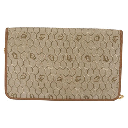 Christian Dior Vintage Honeycomb chain Canvas, BEIGE, CANVAS, Shoulder bag