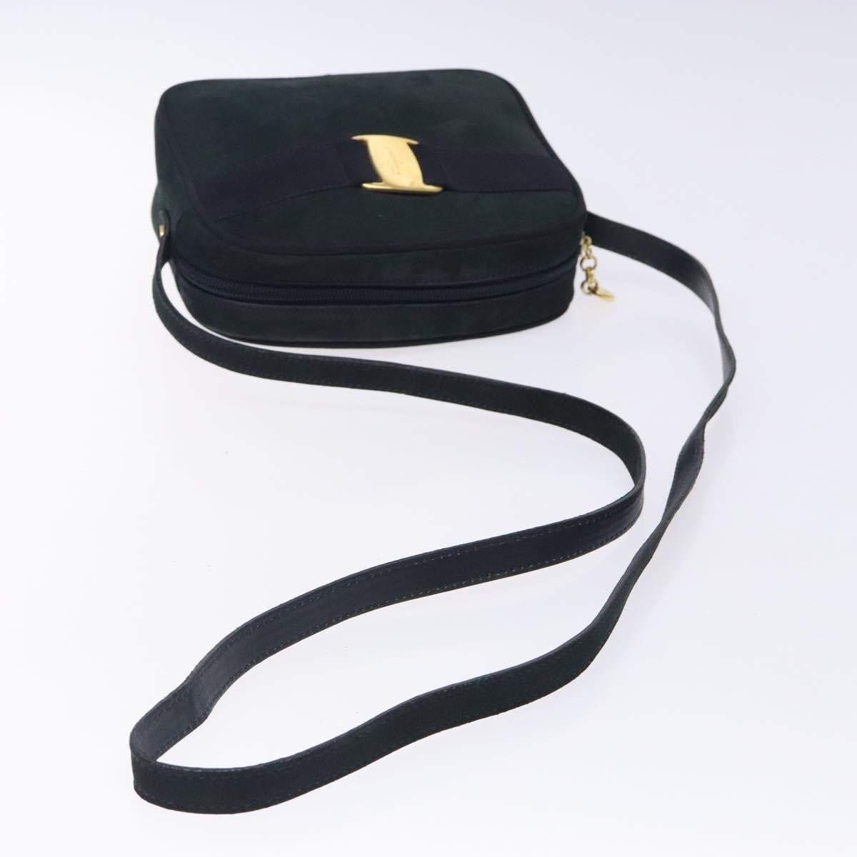 Salvatore Ferragamo Vala Shoulder Bag Suede, NAVY, SUEDE, Shoulder bag