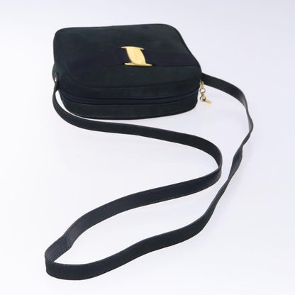 Salvatore Ferragamo Vala Shoulder Bag Suede, NAVY, SUEDE, Shoulder bag