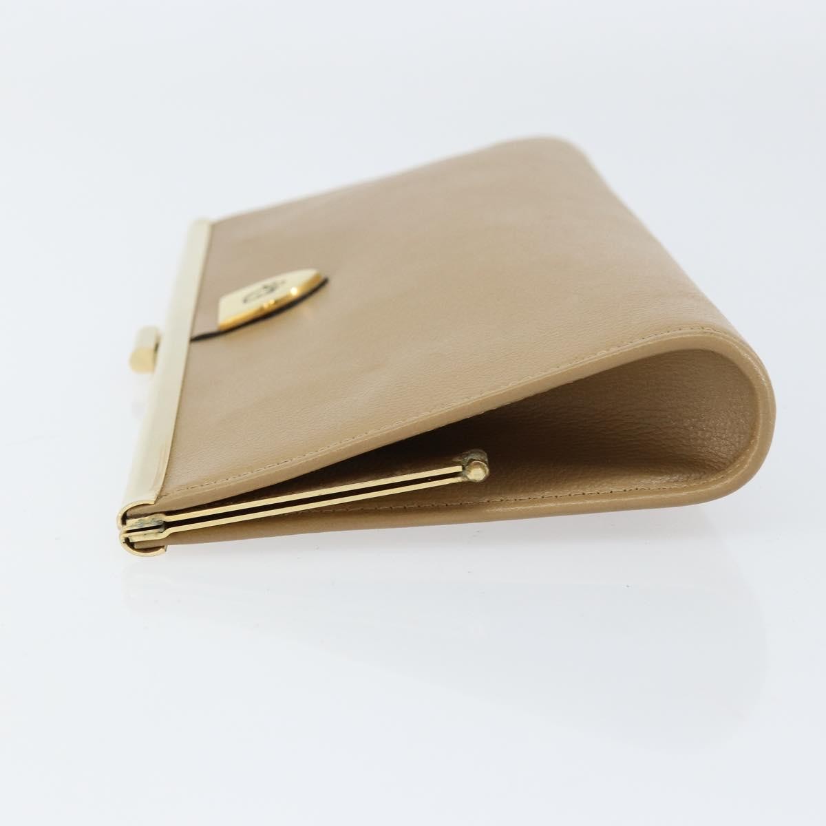 Christian Dior Logo Pouch Leather, BEIGE, LEATHER, Clutche & pouche