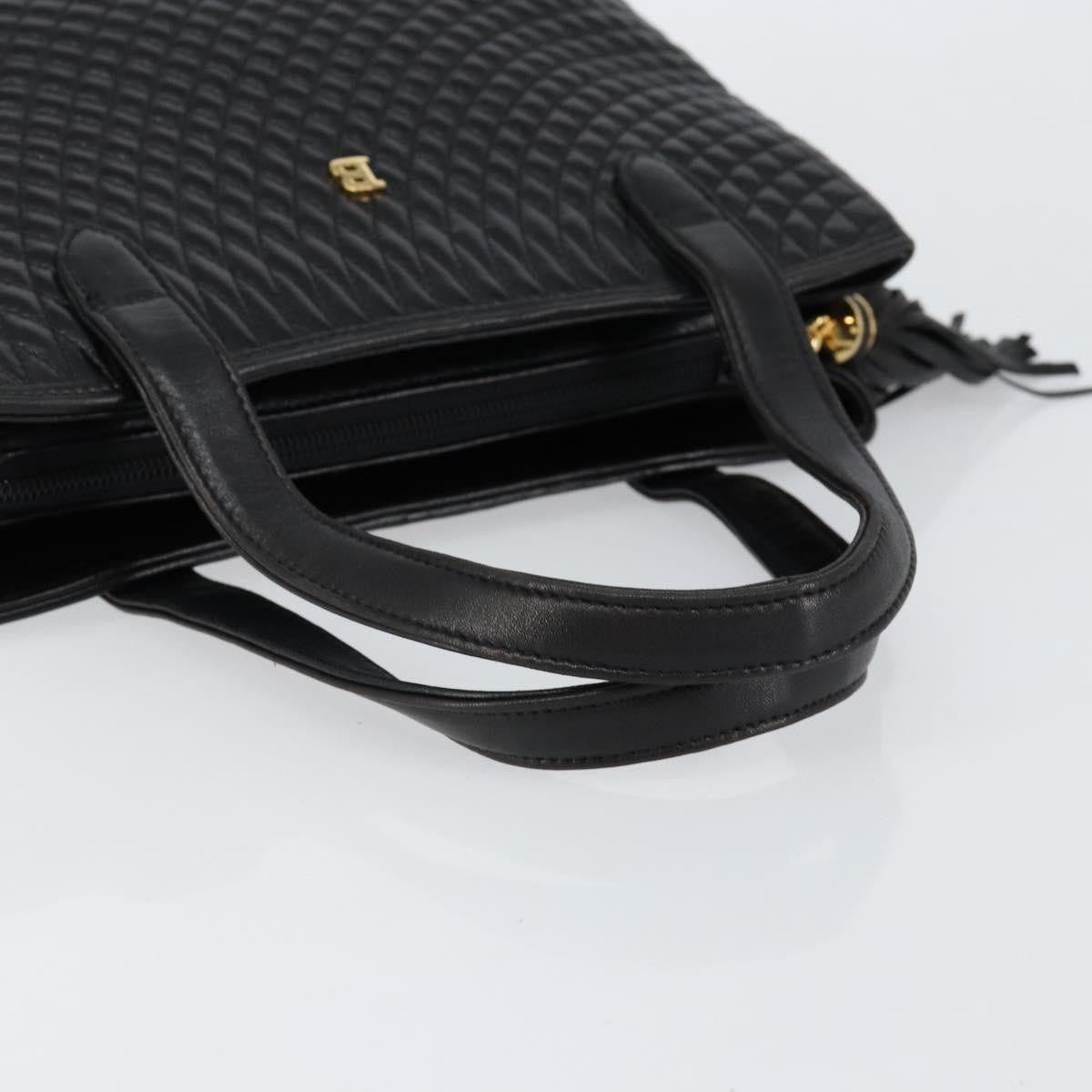 Bally Vintage Handbag Quilted Leather, BLACK, LEATHER, Handbag