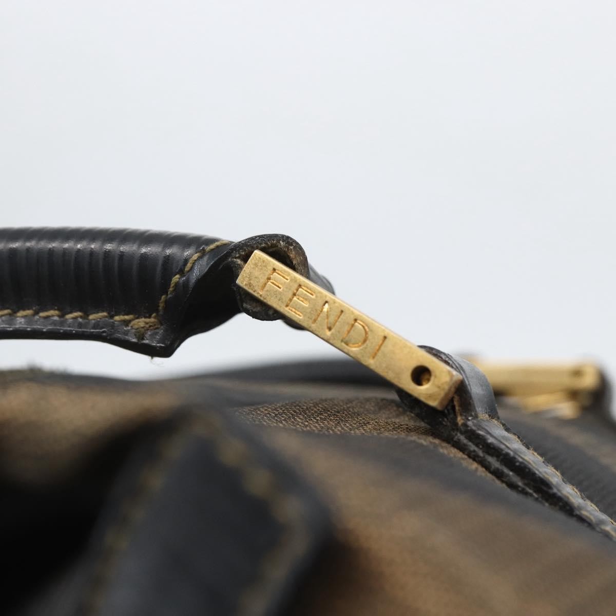 Fendi Vintage Pequin Convertible Boston Bag Coated Canvas, BROWN, CANVAS, Travel bag