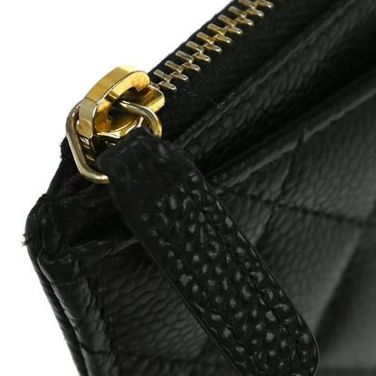 Chanel CC Card Case Quilted Caviar, BLACK, LEATHER, Wallets