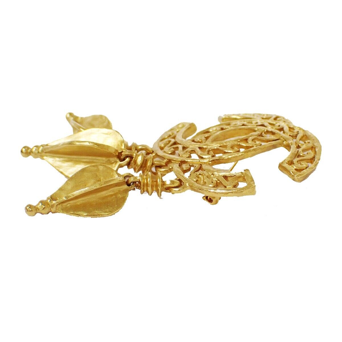 Chanel Vintage CC Fringe Brooch Metal, GOLD, GOLD_PLATED, Brooch
