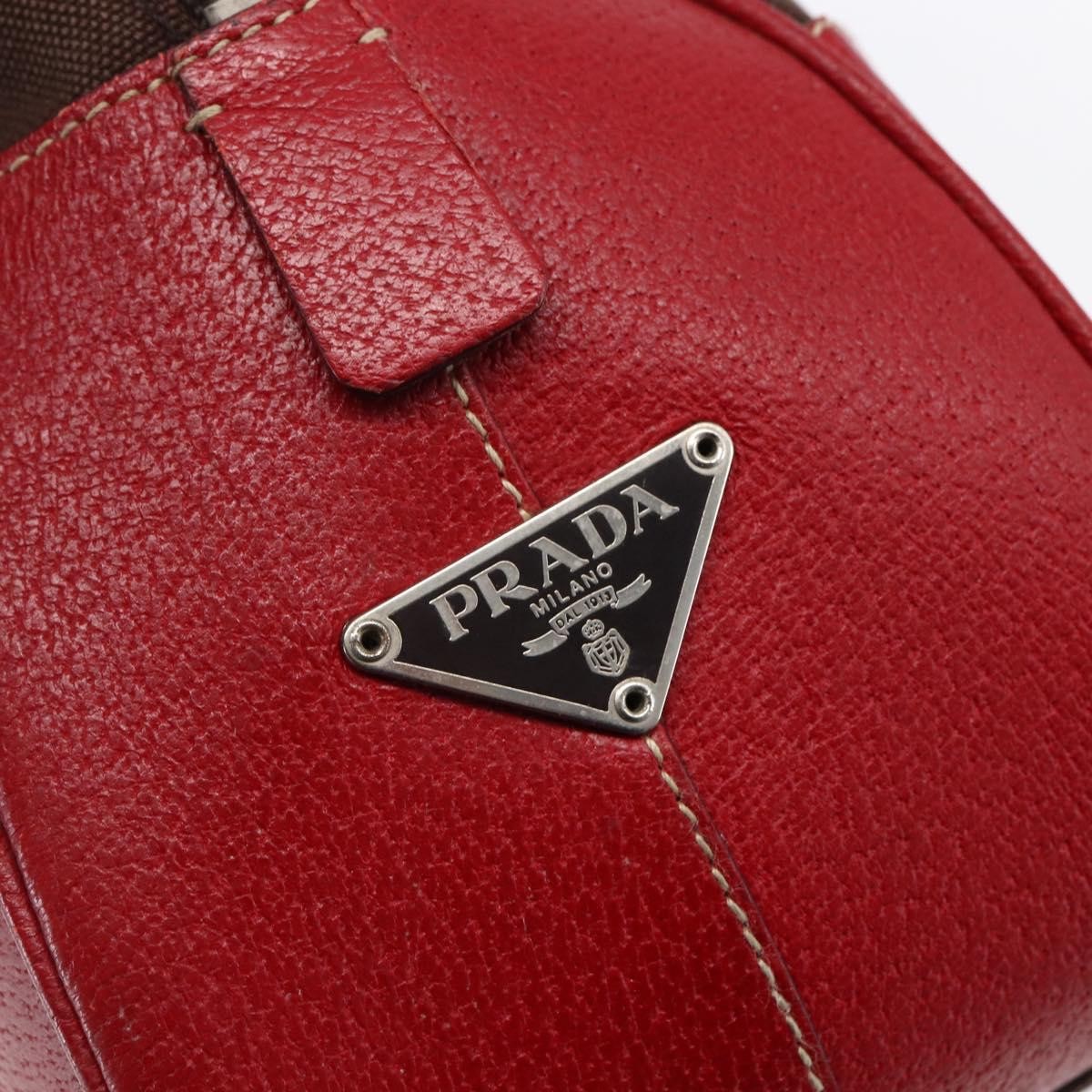 Prada Bowler Bag Canvas with Leather, BROWN, CANVAS, Handbag