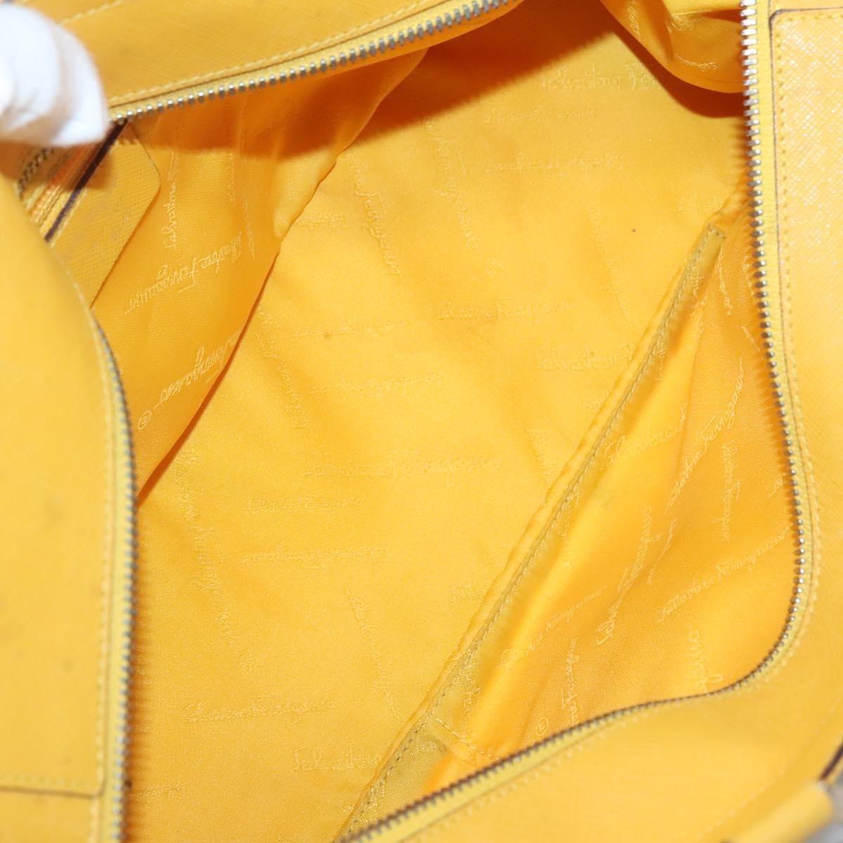 Salvatore Ferragamo Gancini handbag Canvas and Leather, YELLOW, CANVAS, Handbag