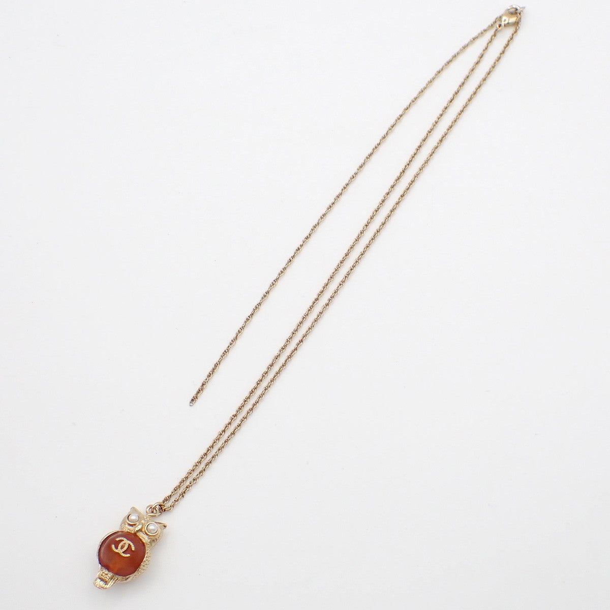Chanel Owl Pendant Necklace Gold Plated, Gold, Gold Plated, Necklace