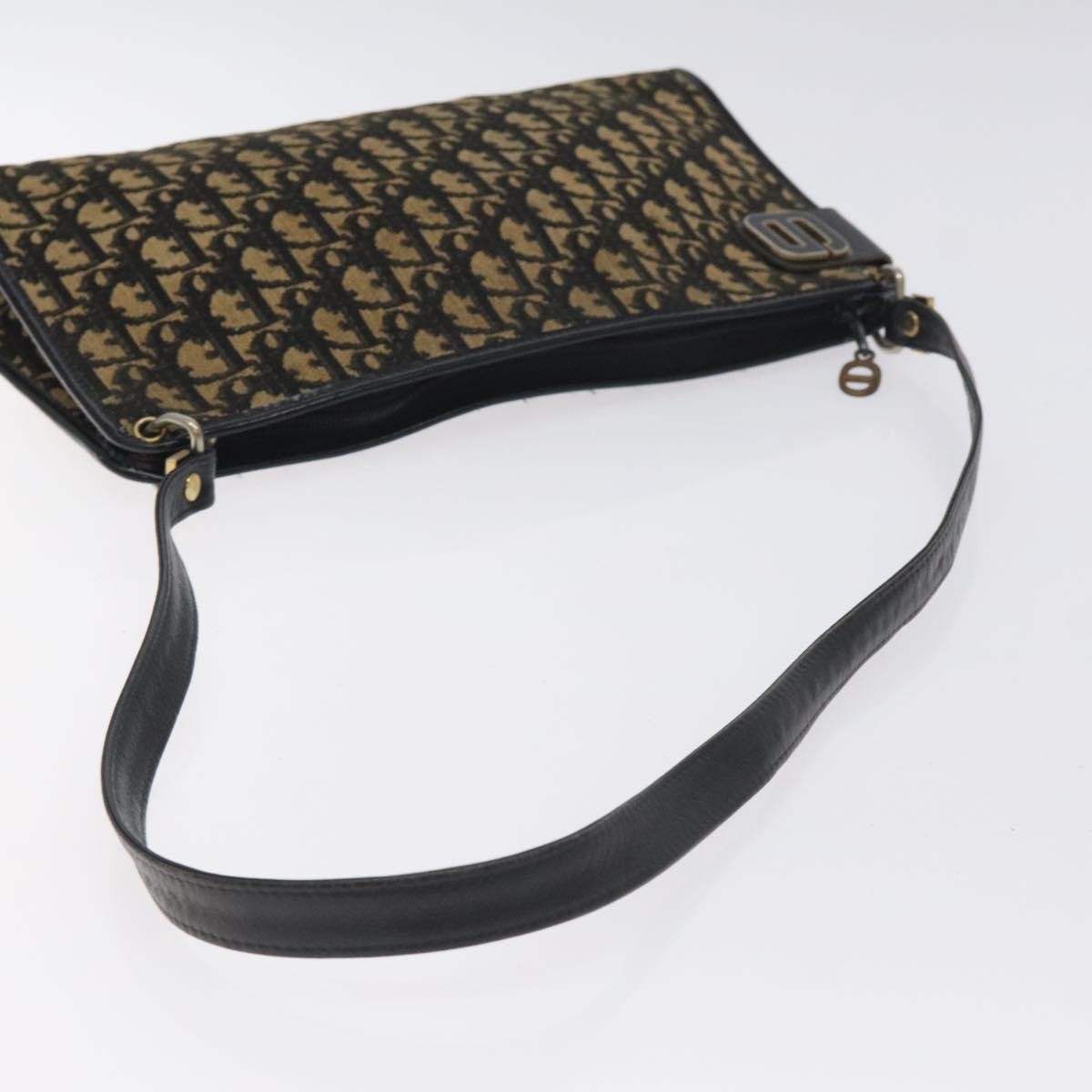 Christian Dior Vintage Trotter Shoulder Bag Canvas, NAVY, CANVAS, Shoulder bag