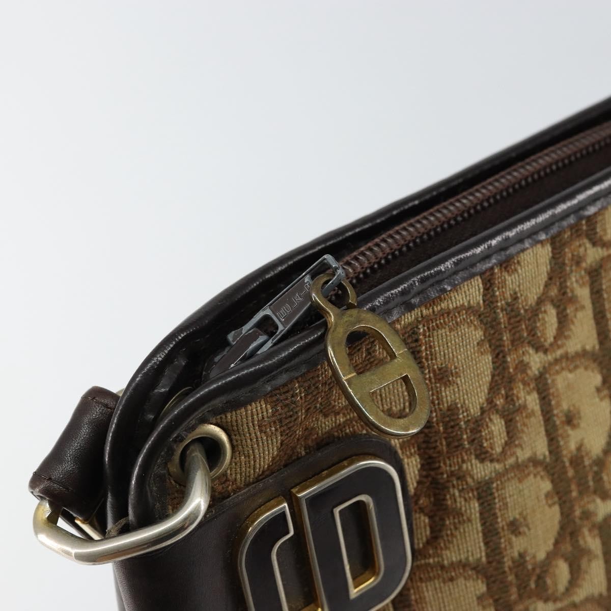 Christian Dior Vintage Trotter Shoulder Bag Canvas, BEIGE, CANVAS, Shoulder bag