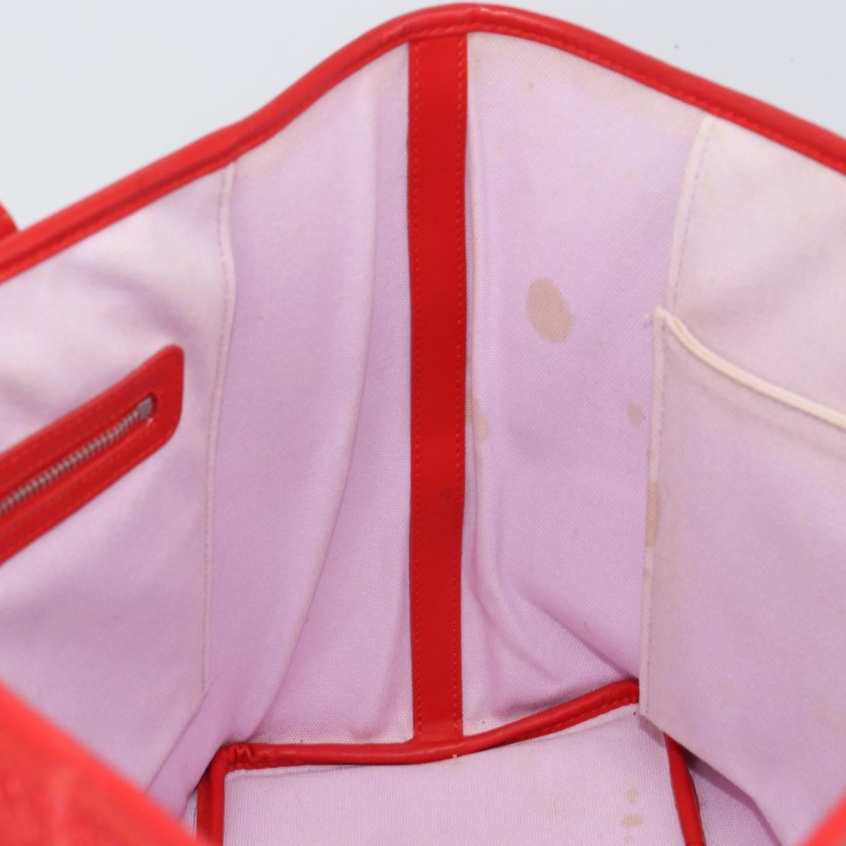 Christian Dior Panarea Tote Printed Cannage Quilt Canvas, RED, CANVAS, Tote bag