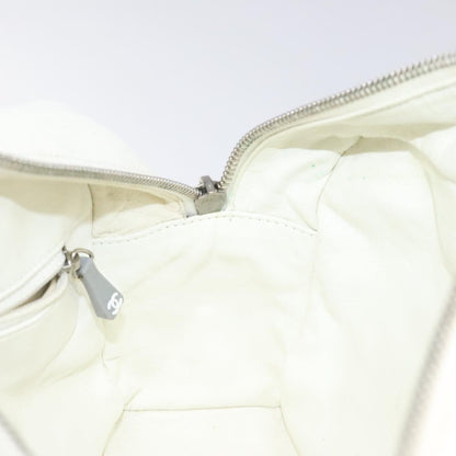 Chanel Vintage Logo Bowler Bag Quilted Canvas, WHITE, CANVAS, Handbag