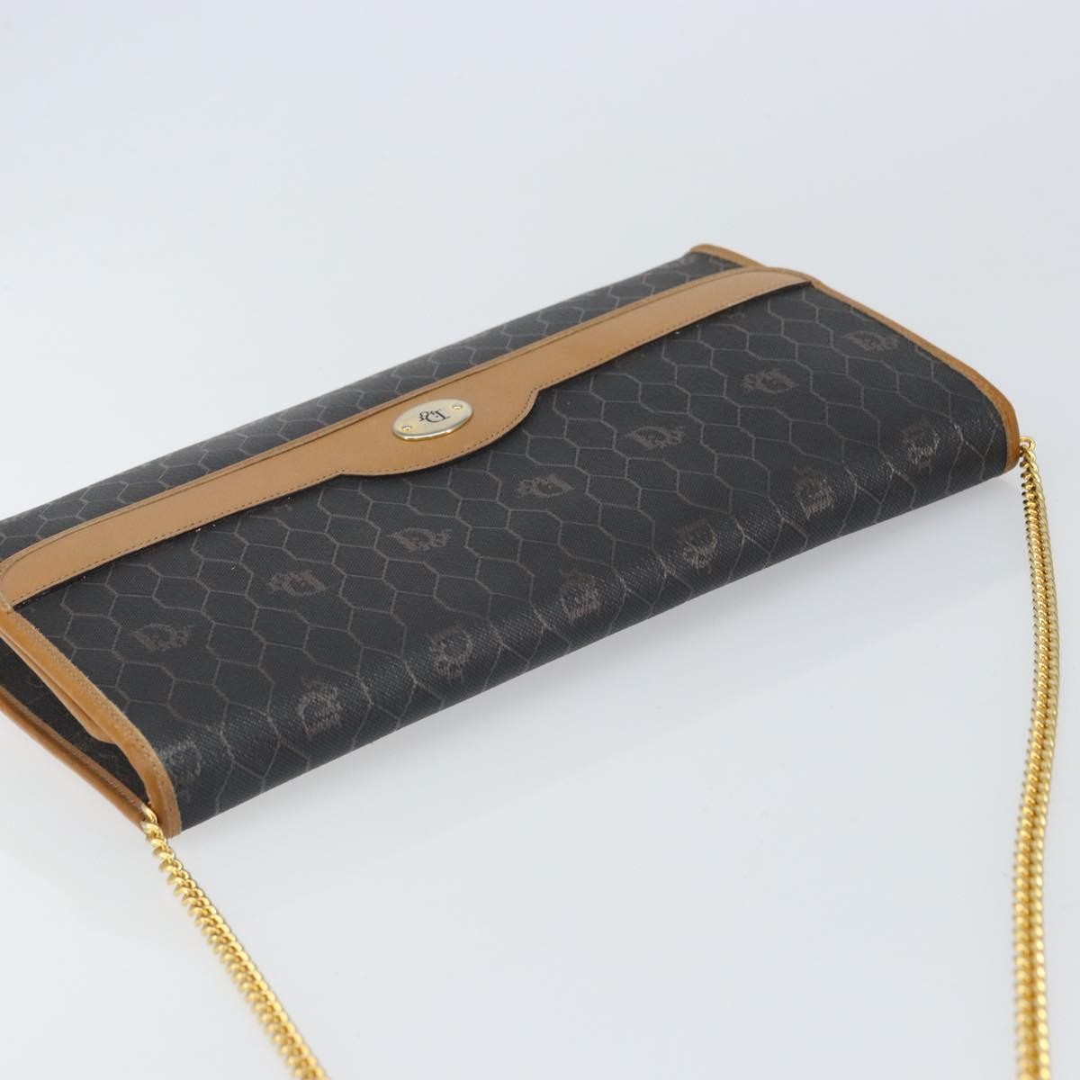 Christian Dior Vintage Honeycomb chain Canvas, BLACK, CANVAS, Shoulder bag