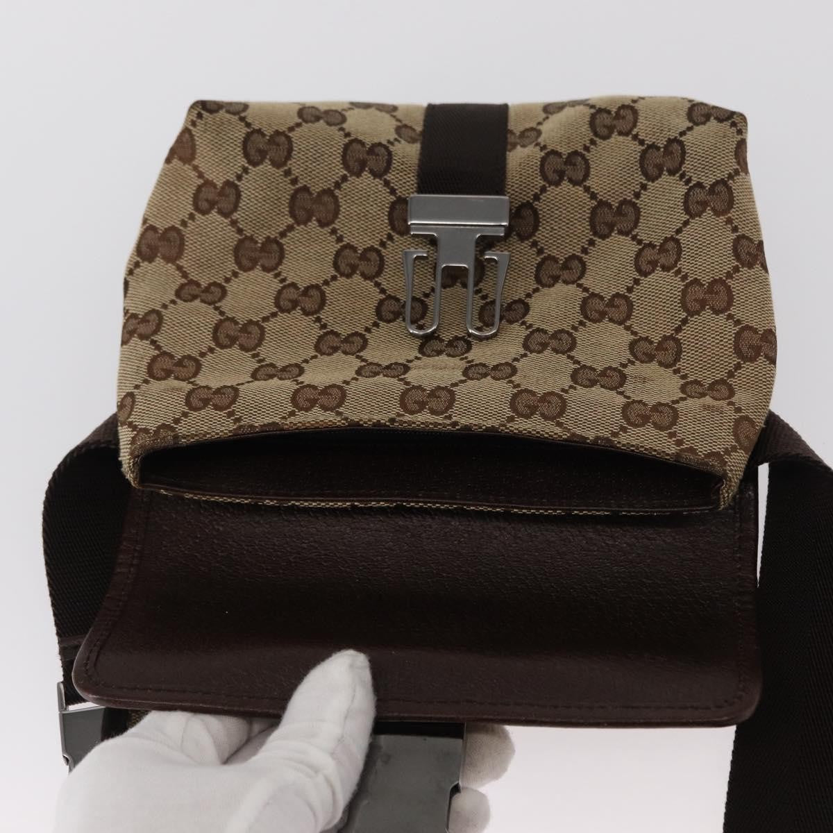Gucci Buckle Belt Bag GG Canvas, BEIGE, CANVAS, Shoulder bag