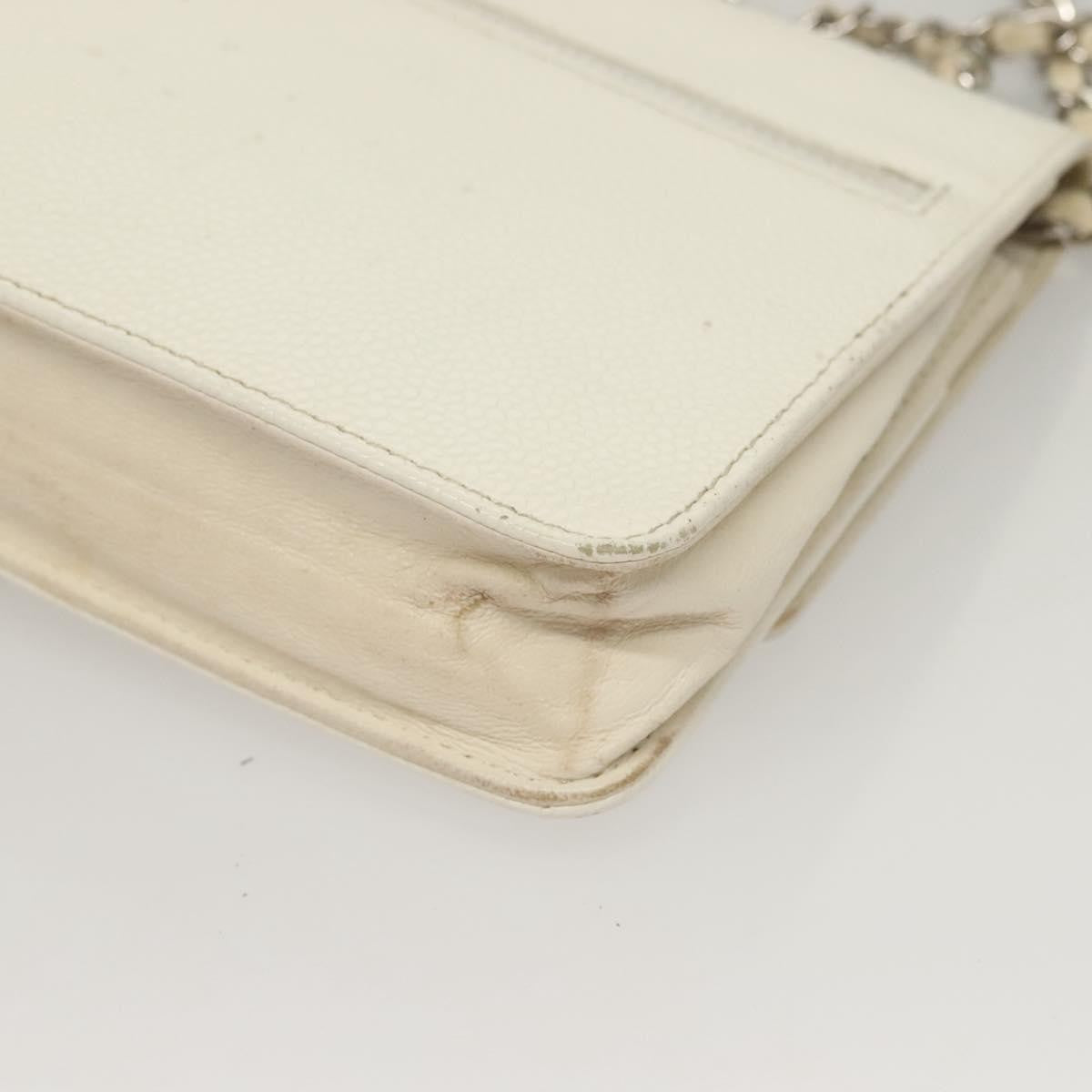 Chanel Vintage Timeless Wallet on Chain Caviar, WHITE, LEATHER, Clutche & pouche