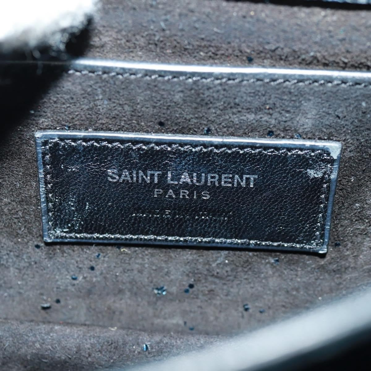 Saint Laurent Sunset Satchel Glitter, BLUE, LEATHER, Shoulder bag
