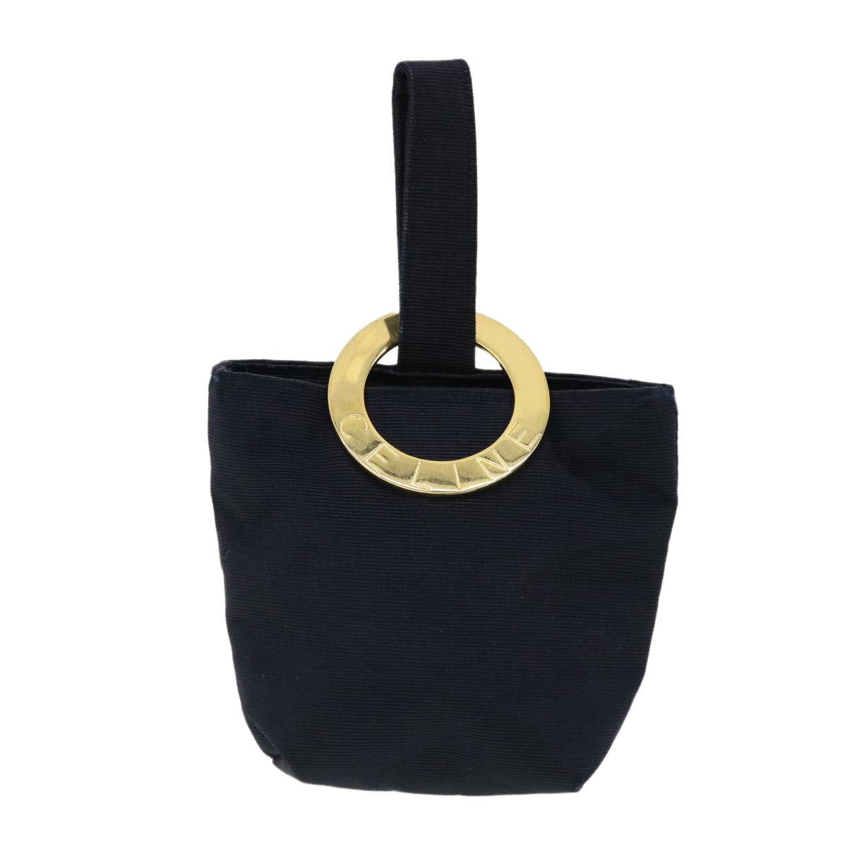 Celine Circle Logo Pouch Nylon, NAVY, CANVAS, Clutche & pouche