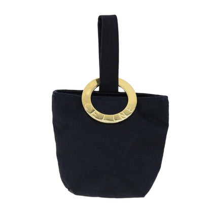 Celine Circle Logo Pouch Nylon, NAVY, CANVAS, Clutche & pouche