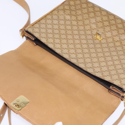 Celine Vintage Macadam Shoulder Bag Canvas and Leather, BEIGE, CANVAS, Shoulder bag