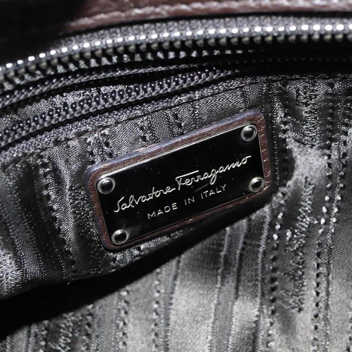 Salvatore Ferragamo Gancini handbag Leather, BROWN, LEATHER, Handbag