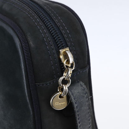 Salvatore Ferragamo Vala Shoulder Bag Suede, NAVY, SUEDE, Shoulder bag