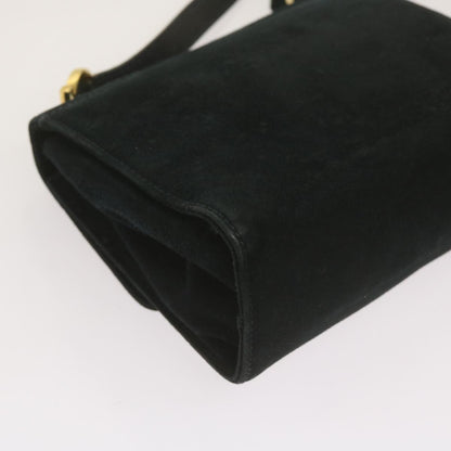 Salvatore Ferragamo Gancini Shoulder Bag Suede, BLACK, SUEDE, Shoulder bag