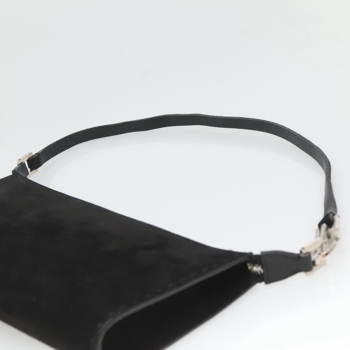 Salvatore Ferragamo Gancini handbag Suede, BLACK, SUEDE, Handbag