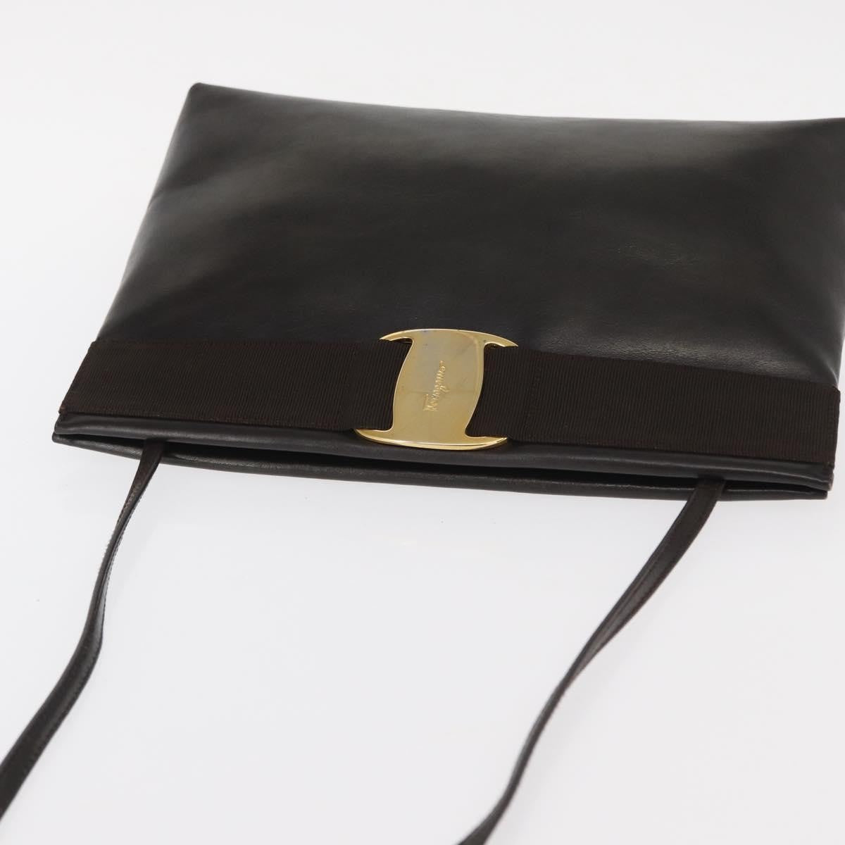 Salvatore Ferragamo Vala Shoulder Bag Leather, BROWN, LEATHER, Shoulder bag