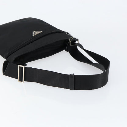 Prada Front Pocket Messenger Bag Tessuto, BLACK, NYLON, Shoulder bag