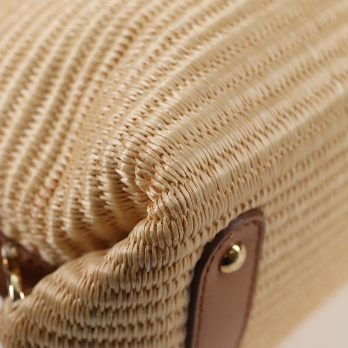 Salvatore Ferragamo Sofia Satchel Raffia with Leather, BEIGE, WOOD, Handbag