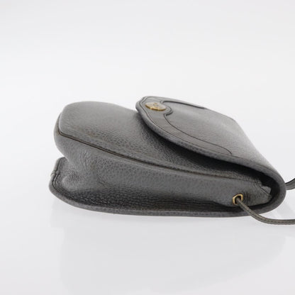 Christian Dior Vintage CD Logo Shoulder Bag Leather, GRAY, LEATHER, Shoulder bag