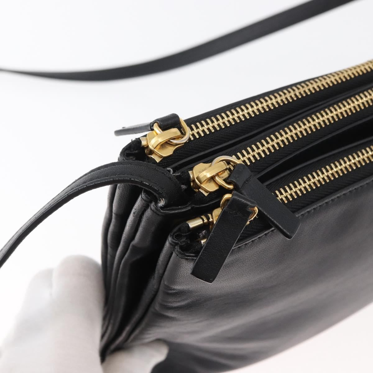 Celine Trio Crossbody Bag Leather, Black, Leather, Shoulder Bag