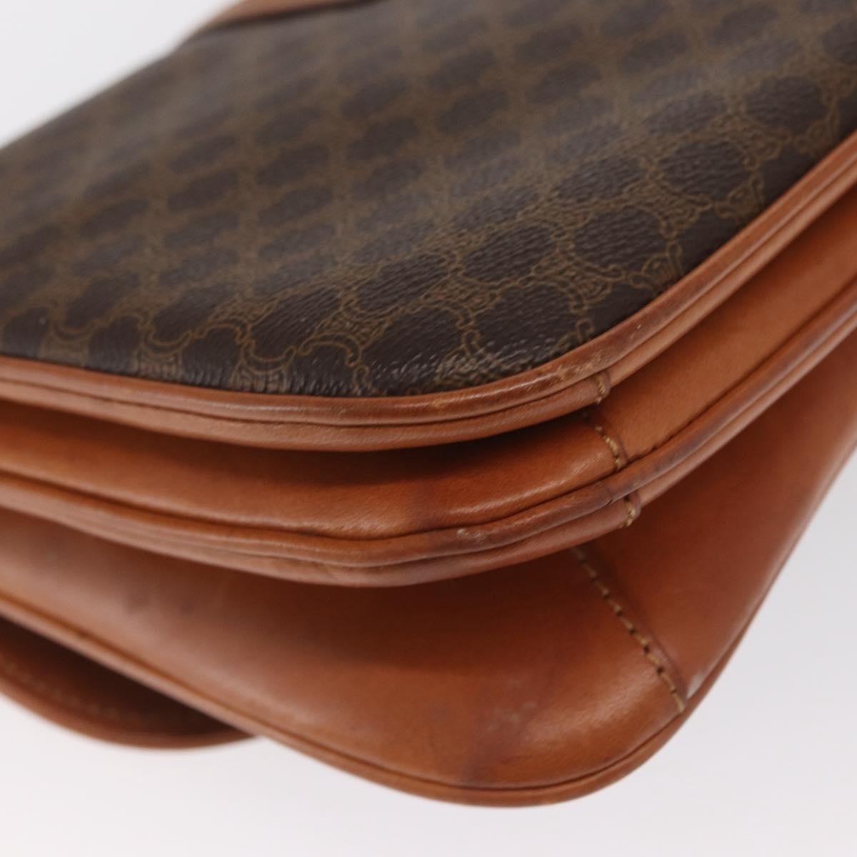 Celine Vintage Macadam Shoulder Bag Canvas and Leather, BROWN, CANVAS, Shoulder bag