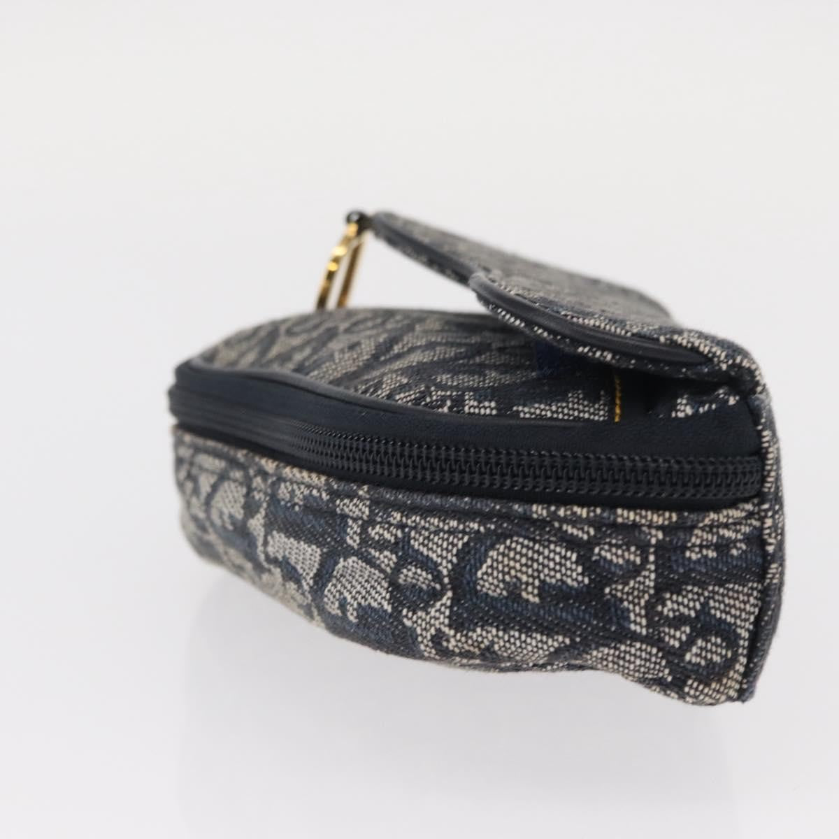 Christian Dior Saddle Zip Pouch Diorissimo Canvas, NAVY, CANVAS, Clutche & pouche