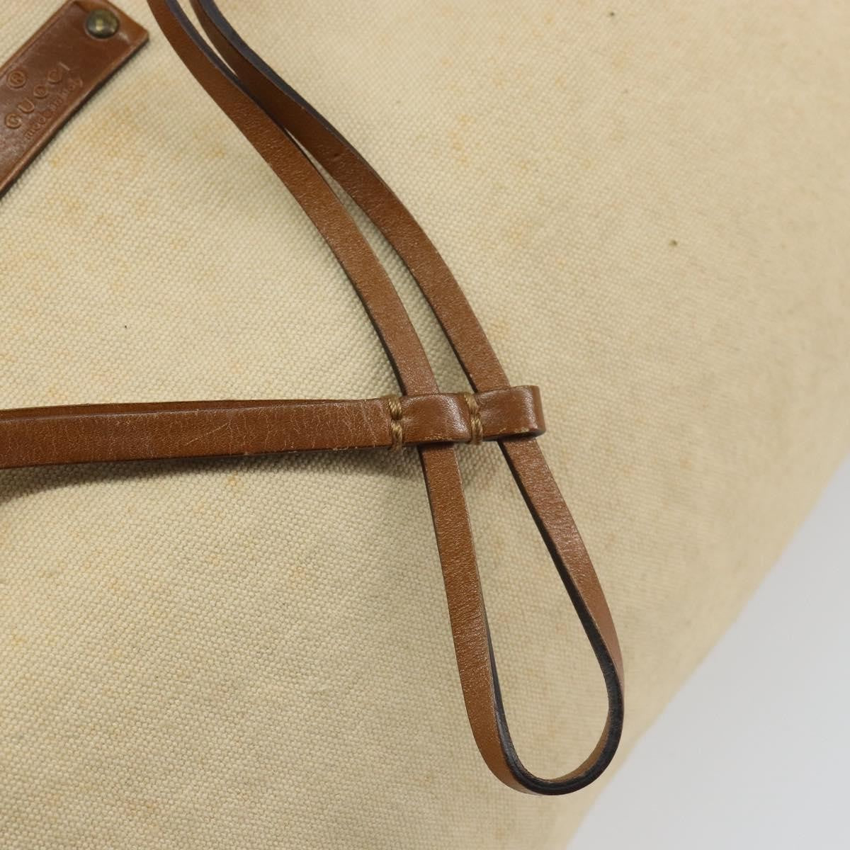 Gucci Vintage Bamboo Handle Bag Canvas, BEIGE, CANVAS, Tote bag