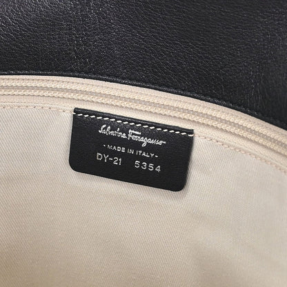 Salvatore Ferragamo Gancini handbag Leather, BLACK, LEATHER, Handbag