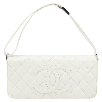 Chanel Vintage Timeless CC Adjustable Shoulder Bag Quilted Calfskin, White, Leather, Shoulder Bag