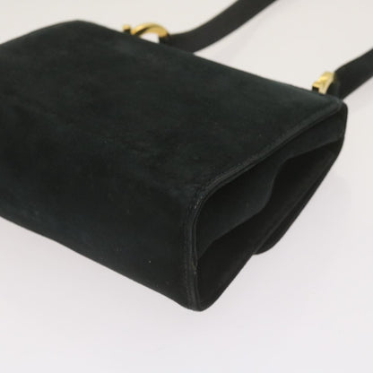 Salvatore Ferragamo Gancini Shoulder Bag Suede, BLACK, SUEDE, Shoulder bag