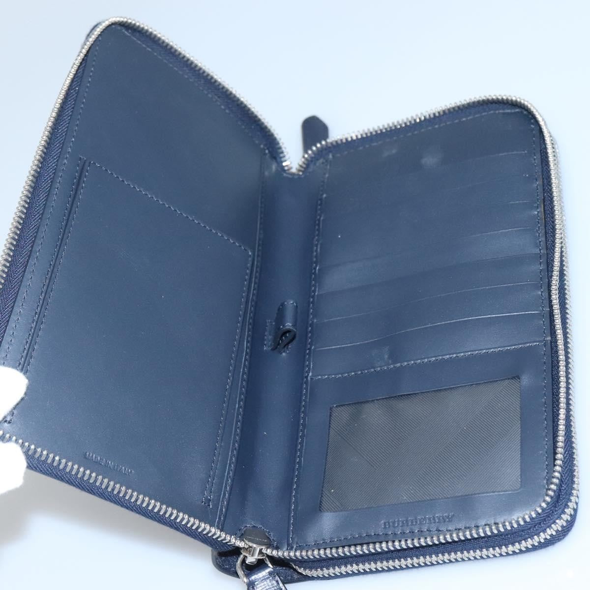 Burberry Reeves Double Zip Organizer Wallet Leather, NAVY, LEATHER, Wallets