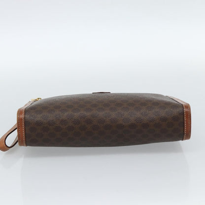 Celine Macadam Pochette Canvas, Brown, Canvas, Clutch
