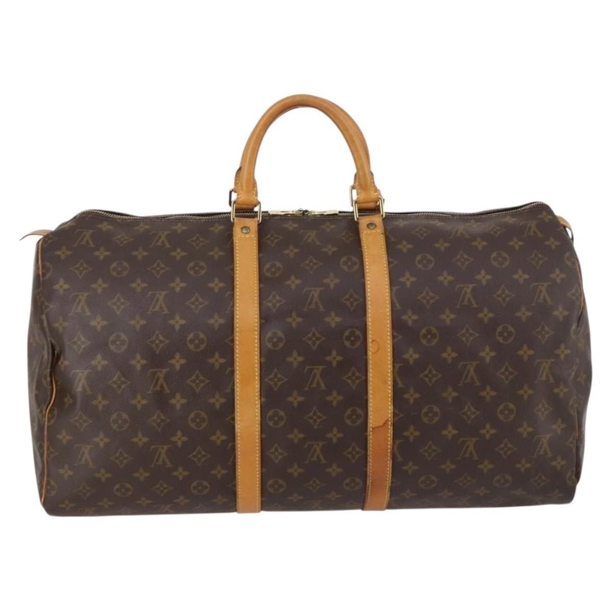 Louis Vuitton Keepall Bag Monogram Canvas, BROWN, CANVAS, Travel bag