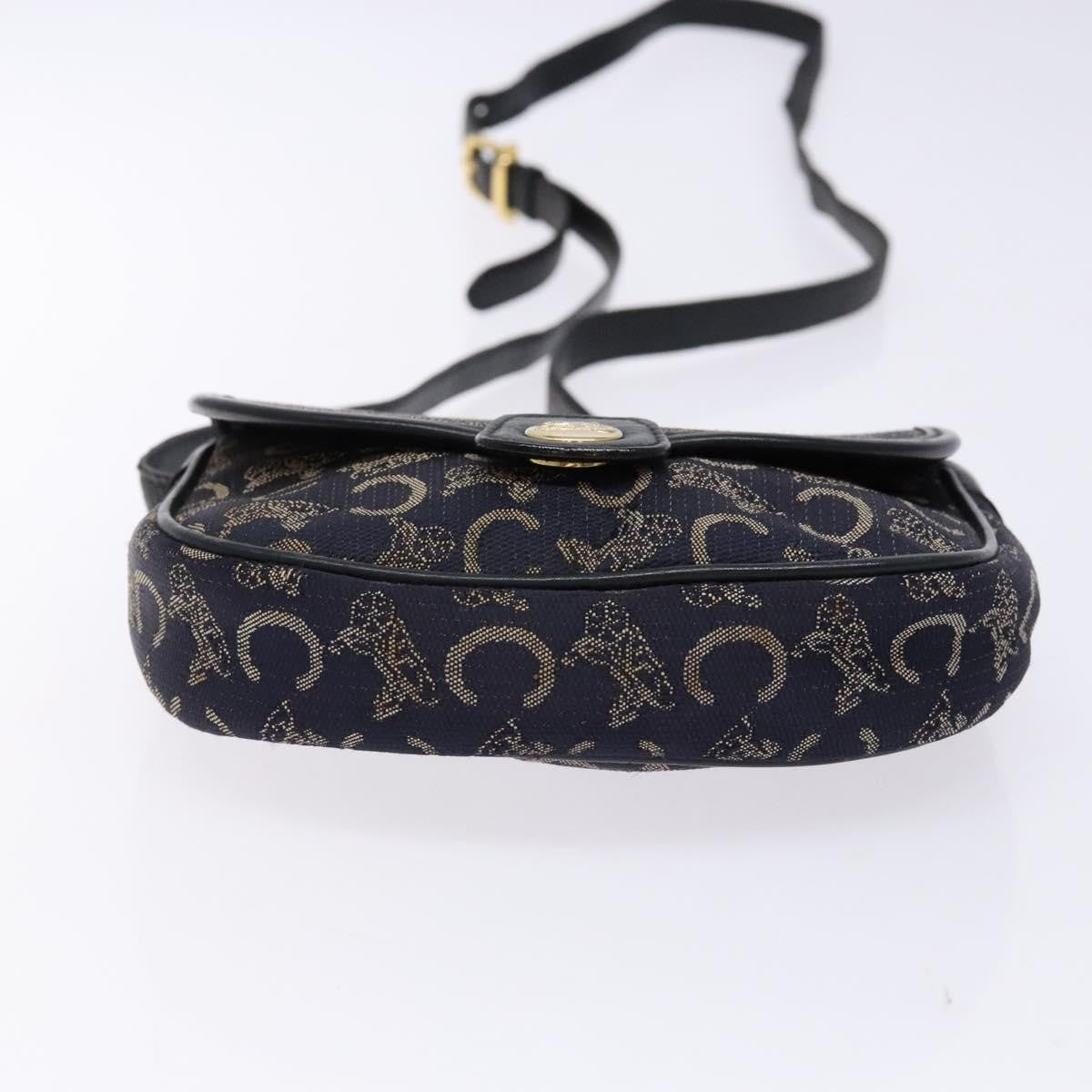 Celine C Sulky Shoulder bag Canvas and Leather, NAVY, CANVAS, Shoulder bag