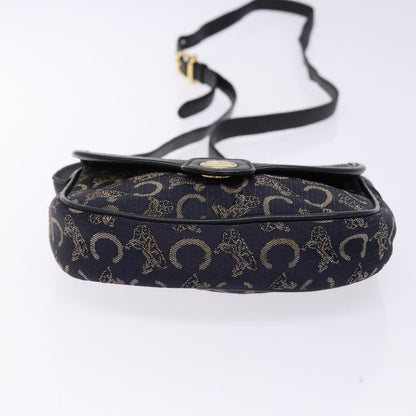 Celine C Sulky Shoulder bag Canvas and Leather, NAVY, CANVAS, Shoulder bag