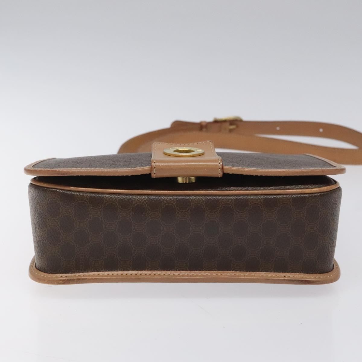 Celine Vintage Macadam Shoulder Bag Canvas and Leather, Brown, Canvas, Shoulder Bag