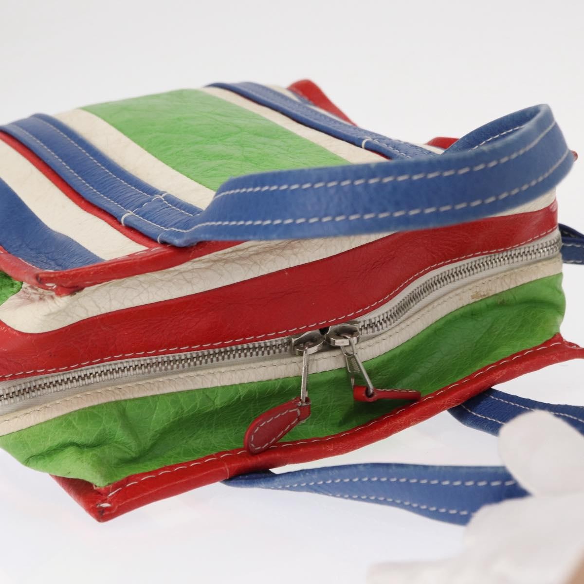 Balenciaga Bazar Convertible Tote Striped Leather, MULTICOLOUR, LEATHER, Tote bag