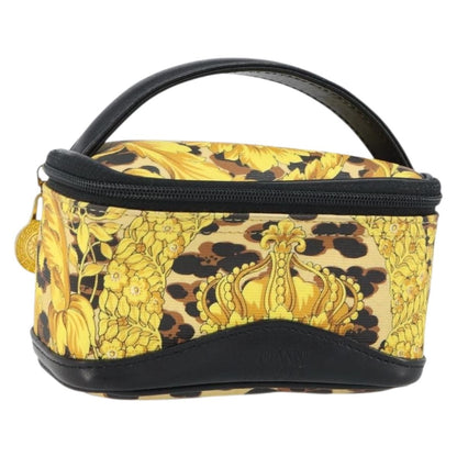 Versace Vanity Hand Bag Canvas and Leather, GOLD, LEATHER, Clutche & pouche