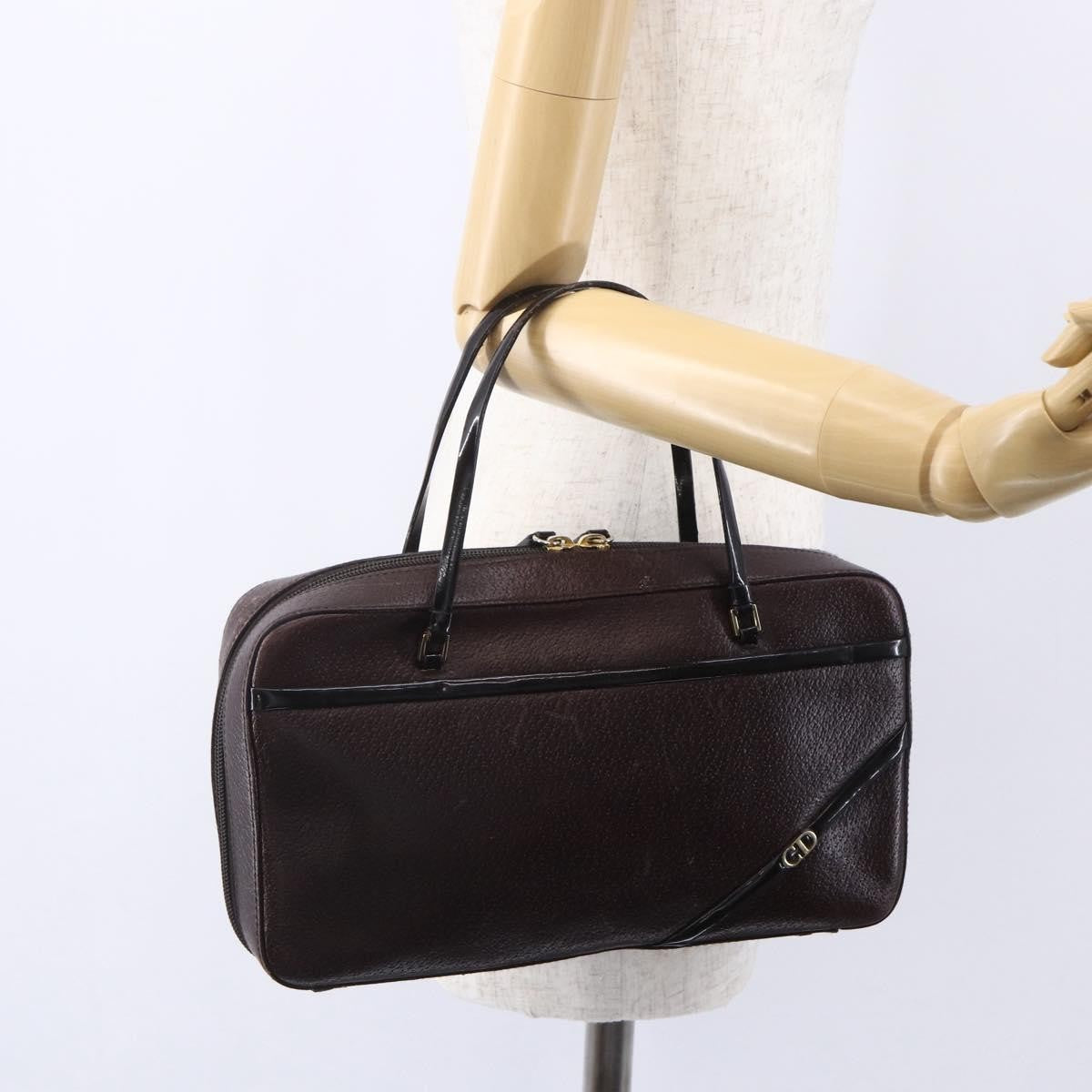 Christian Dior Vintage CD Handbag Leather, BROWN, LEATHER, Handbag